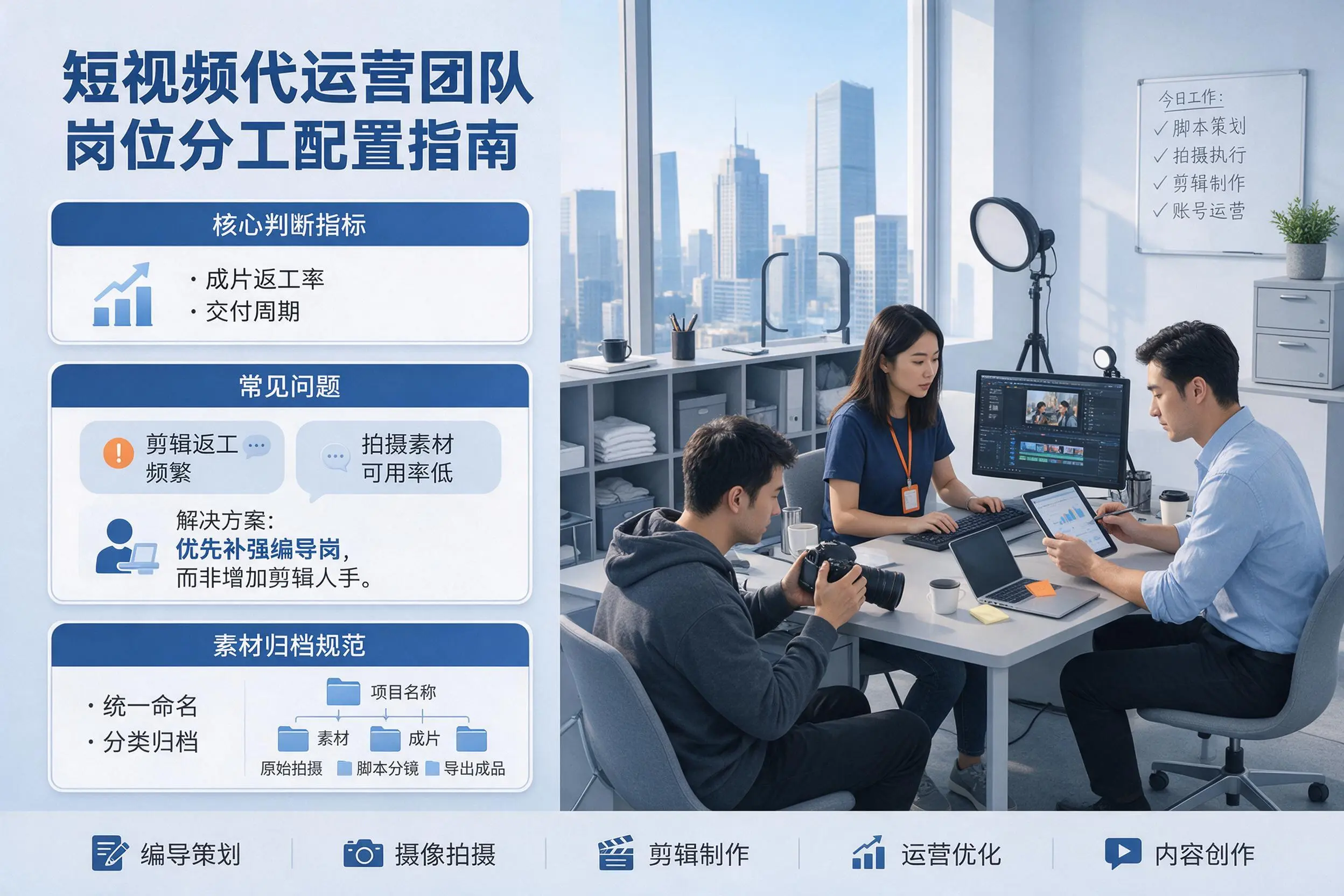 短视频代运营团队如何配置？漳州企业岗位分工科普说明