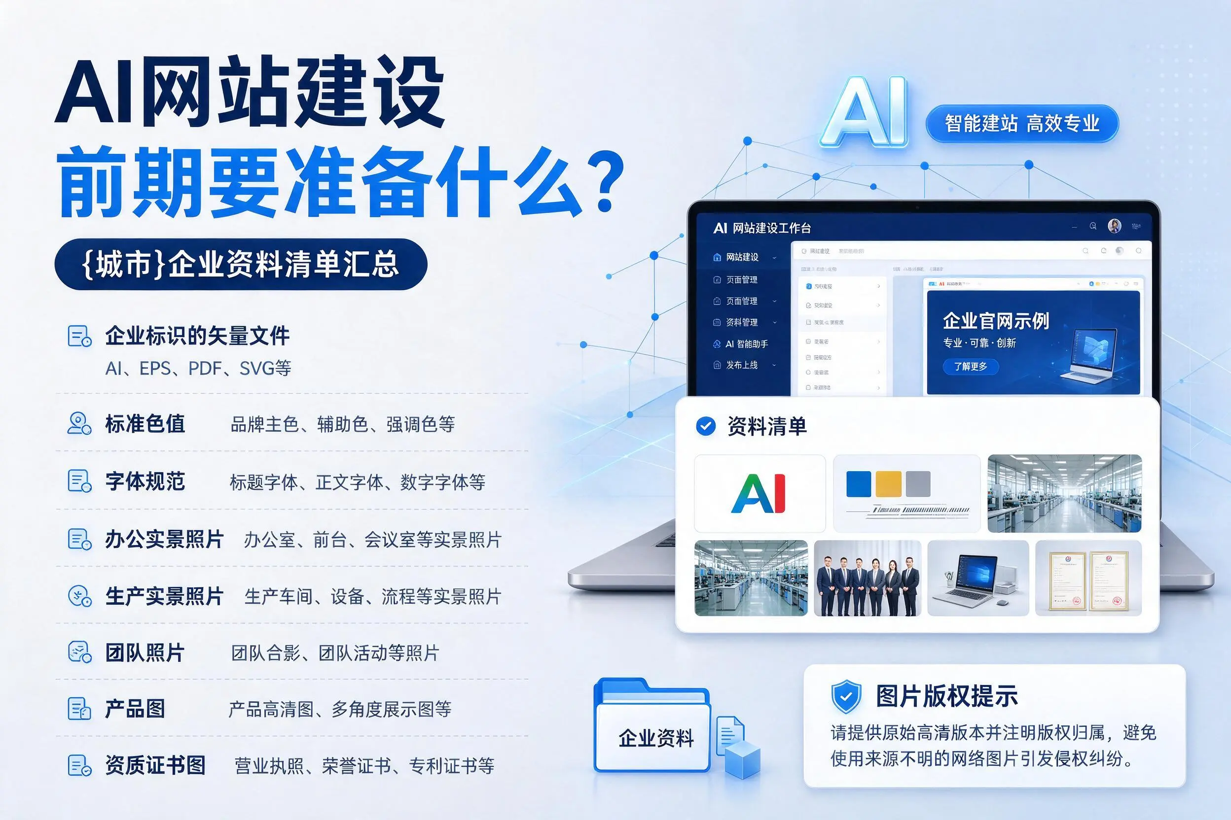 AI网站建设前期要准备什么?漳州企业资料清单汇总